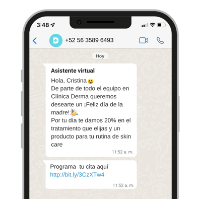Saludo del día de la madre con campañas de Whatsapp 