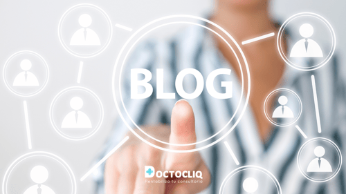 diagrama de círculos con palabra blog en medio e iconos de personas